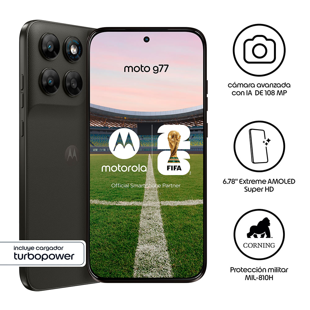 Imagen 2 del producto Celular Motorola G77 5G 256GB, 8GB RAM, cámara trasera 108MP y frontal 32MP, 6.8"", negro
